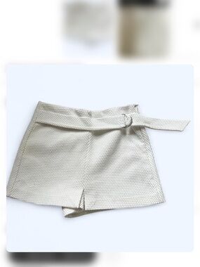 Zara Cream Textured Belted Skort